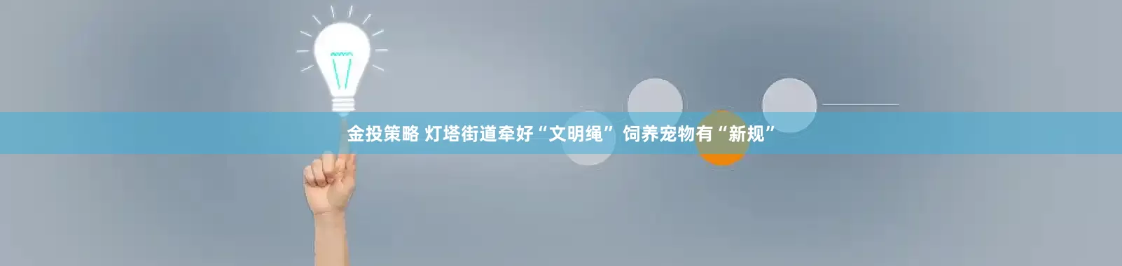金投策略 灯塔街道牵好“文明绳” 饲养宠物有“新规”
